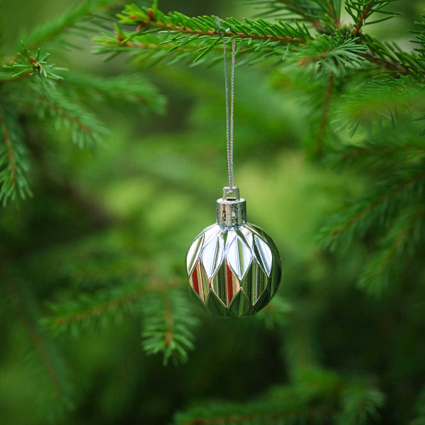 Набор елочных украшений 4ABCDK24-H19-1 4 см 24 шт Шары Серебро с белым