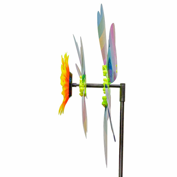 Ветряк D-21-33см двойной разноцв.полоски радуга лепестки NA2673