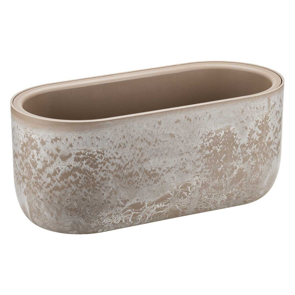 Кашпо МИКРИТ овальное 385x180мм 6л со вставкой бежевый слайн М3274 х1 