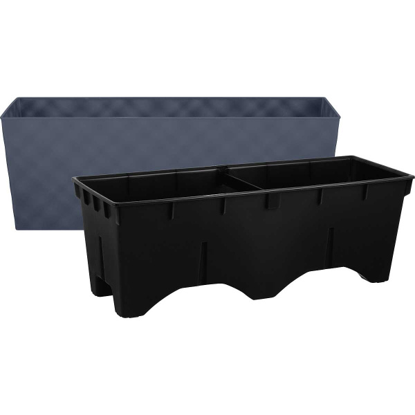 Балконный ящик МАНХЕТТЕН 40см со вставкой вулканический серый х6 