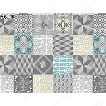 Скатерть Кармен 135х110 с бейкой Геометрия 561/1 серо-голубые квадраты Тверь