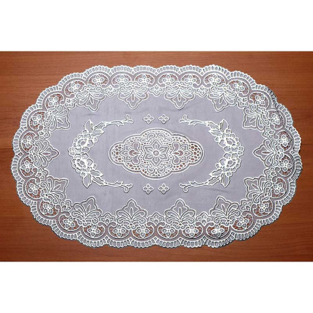 Салфетка 30*46 ажурная лейс овал серебро LO-0913В