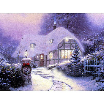 Картина новогодняя HD-2 30*40*1,6см со светодиодами Заснеженный дом (12)