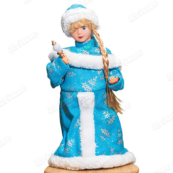 Снегурочка 40см СК-47 голубая шуба. с фонарем светящимся. музык (24)
