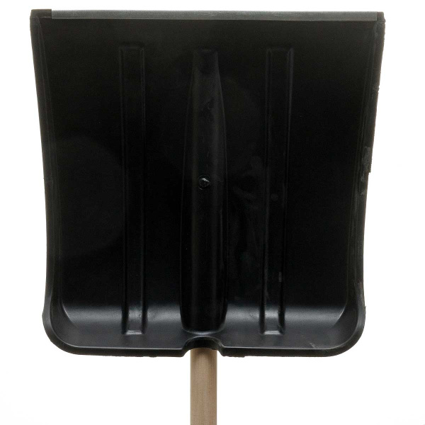 Лопата снеговая пластиковая №6 с деревяным черенком и V-ручка оцинкованной планкой D32 380*380