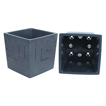 Горшок КВАДРО 13л АНТРАЦИТ с вкл КВ25-12 Ливин х3 