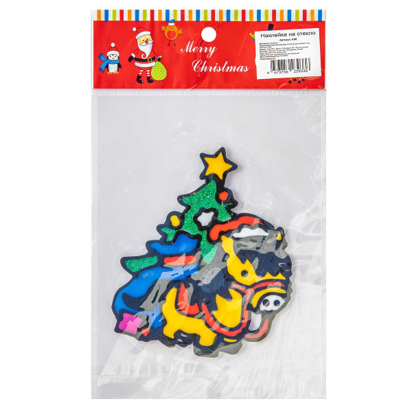 Наклейка на стекло А98 Пони с елкой 15*20см (12)