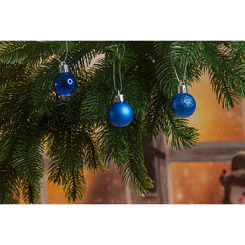 Шар Т555-4 9шт 3см(глянец/матов/блестки) Синий (400)