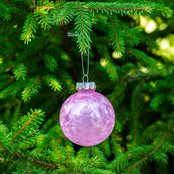 Шар YWJ-5017 3 шт 8 см "Морозный узор" Розовый (98)