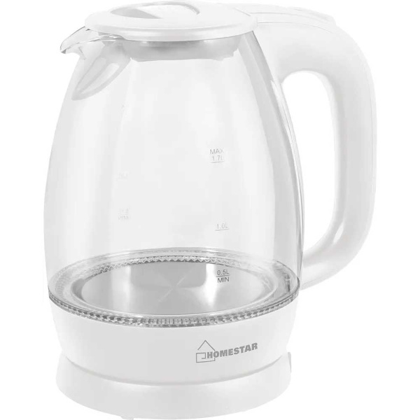 Электрический чайник HOMESTAR HS-1012 1,7 л стекло белое/черное