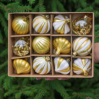 Набор елочных украшений LN28-E33-2 5 см 12 шт Шары ЗОЛОТО