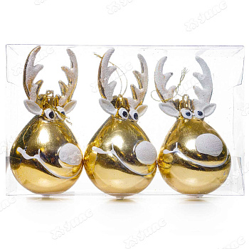Набор елочных шаров  ОЛЕНЬ   3шт, D-11см