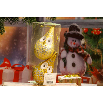 Набор елочных шаров  СОВА   3шт, D-12см