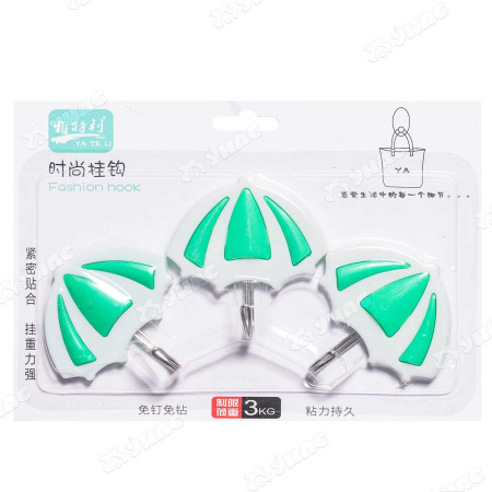 Крючок 3шт на блистере Зонтик (липучка)NA1956 