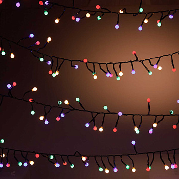 Гирлянда д/улицы LLN-18 250ламп 5м черный провод лампочка шарик ЦВЕТНОЙ