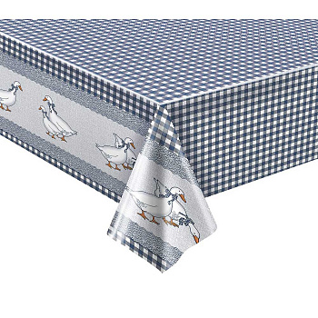 Клеенка нетканая основа 135*20  ПЕРФЕКТ 635/1 Гуси синий Тверь