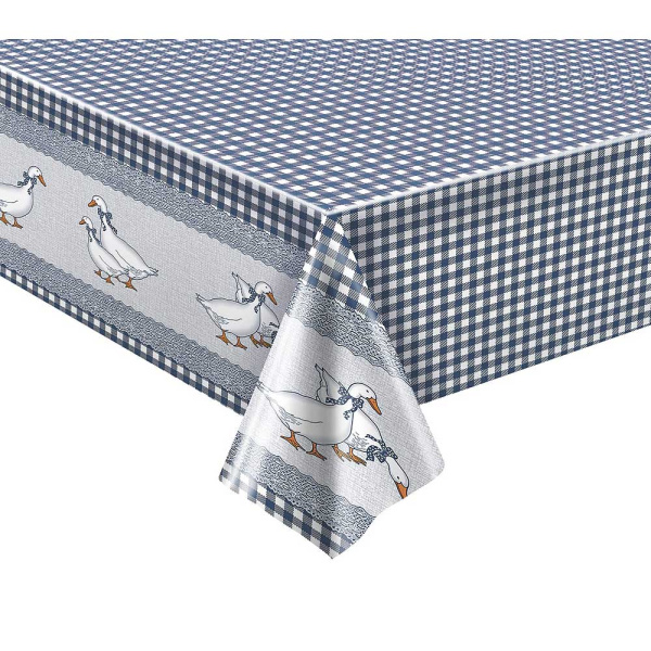 Клеенка нетканая основа 135*20  ПЕРФЕКТ 635/1 Гуси синий Тверь