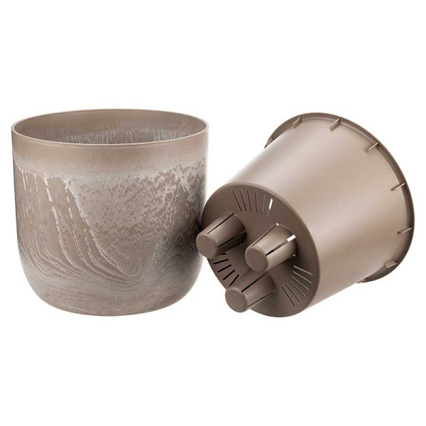 Кашпо МИКРИТ D220мм 3,7л со вставкой бежевый слайн М3266 х8 
