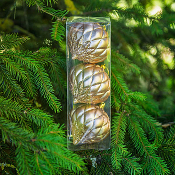 Шар 8BDC3-G20-13 3шт 8см "Фонарик" розовое золото с блестками (128)