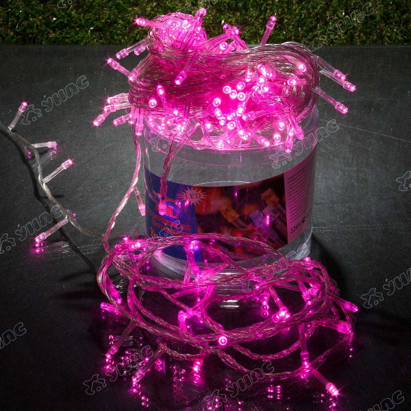 Гирлянда LED L-5-10 200 ламп прозрачный провод соединение розовый