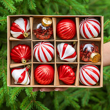 Набор елочных украшений LN28-E33-3 5 см 12 шт Шары КРАСНЫЙ