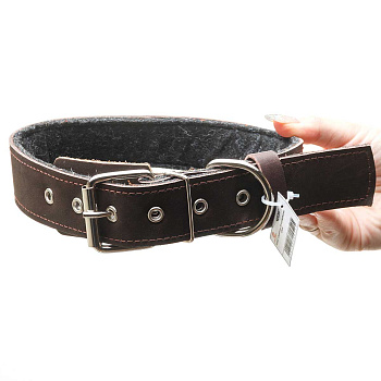 Ошейник кожа+ватин ширина 35 мм длина 65 см