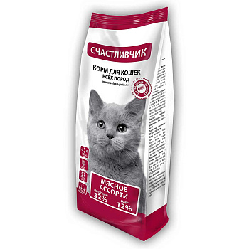 Счастливчик Корм для кошек 400 г Мясное ассорти 4441 х16