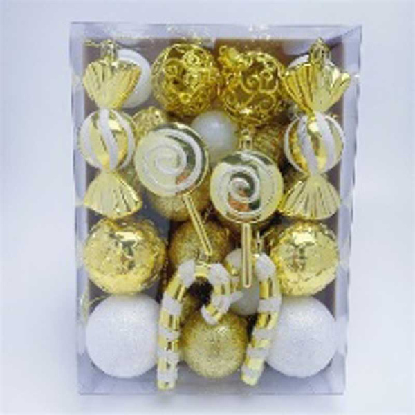 Набор елочных украшений JT25-A2080 28 шт МИКС золото-белый