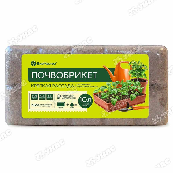 Почвобрикет Крепкая Рассада 10л БиоМастер х7 