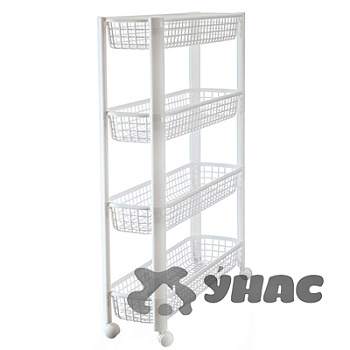 Полка узкая на колесах (4 секции) белая М2719 (3)