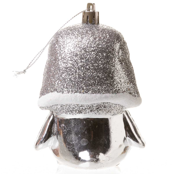 Шар SFOP21062-С 1шт 10см Пингвинчик серебро (288)