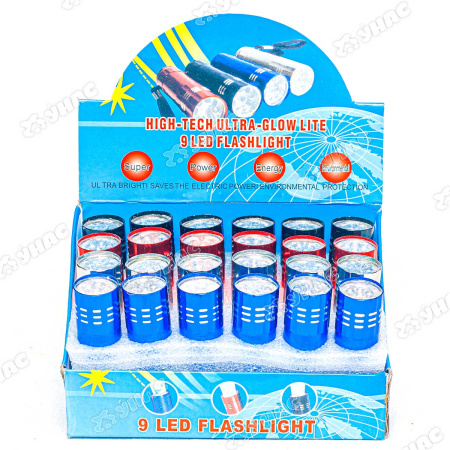 Фонарик 9см металл 9LED NA1661  (24/480)