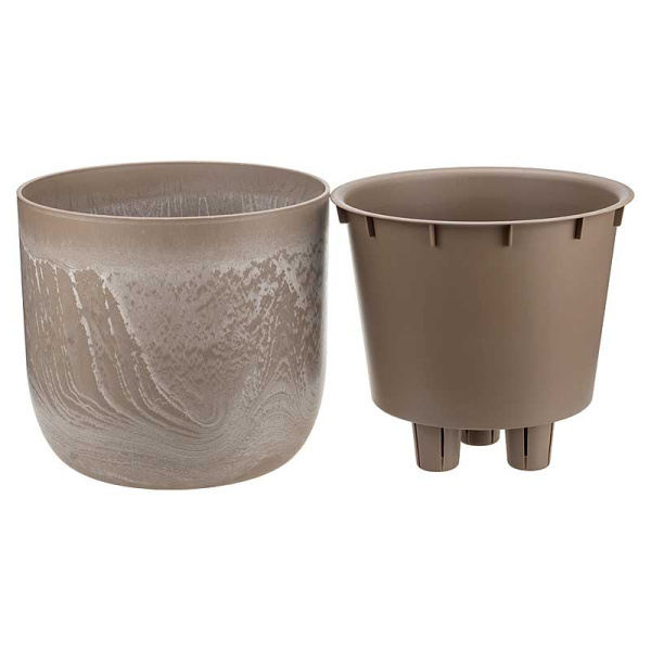 Кашпо МИКРИТ D280мм 7,8л со вставкой бежевый слайн М3267 х1 