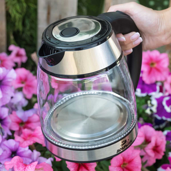 Эл. чайник Добрыня 1,8л 1800Вт стекло DO-1262S серебро х12