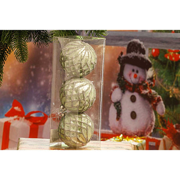 Набор елочных шаров  РОМБ ЗЕЛЕНЫЙ   3шт, D-8см