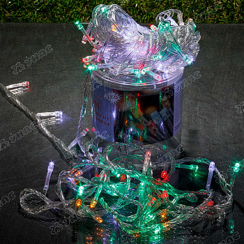 Гирлянда LED L-1-6 100 ламп прозрачный провод цветной