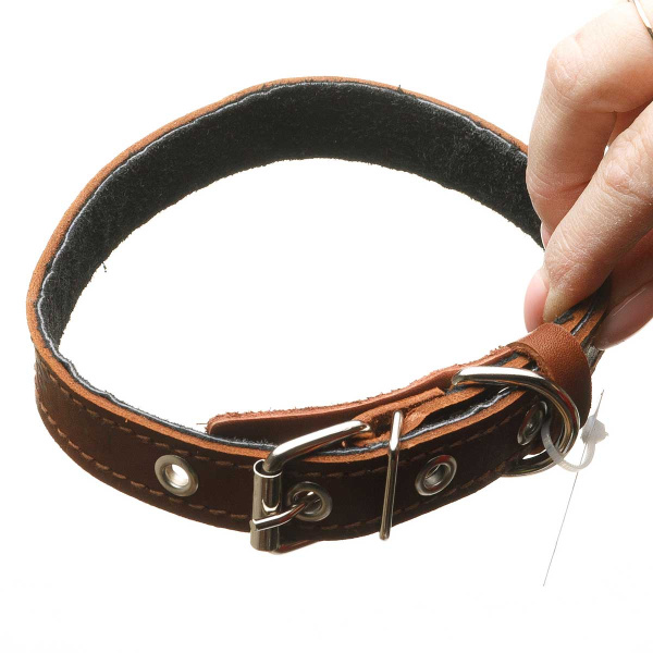 Ошейник кожа+кожаный подклад тиснение ширина 20 мм длина 45 см