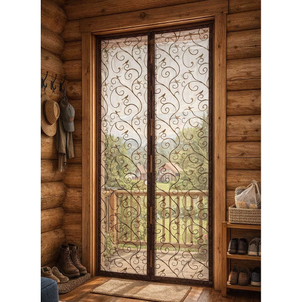 Сетка москитная д/дв NA2662 2,1*1м белая с корич.рисунком на магнитах