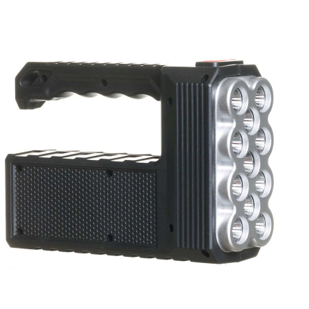 Фонарик прожектор 15см 11LED+3COB 4режима свечения, зарядка USB+солнечная батарея NA2322 (80)