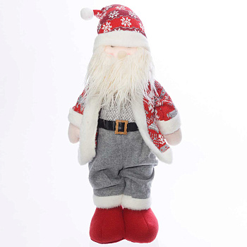 Фигура новогодняя интерьерная H22285А Дед Мороз 60см. в красной шубе. красном колпаке. серых штанах. красных ботинках