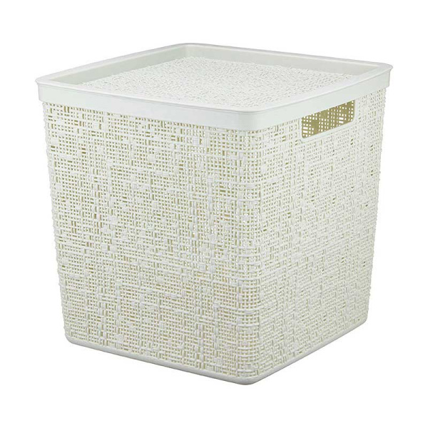 Коробка БЯЗЬ с крышкой 28х28х28 17лБелый Ротанг М2327