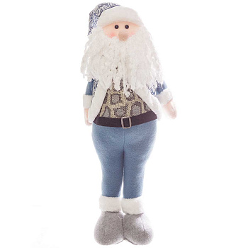 Фигура новогодняя интерьерная Н21187А Дед мороз 65см, синий, в пиджаке, в штанах, в серых ботинках