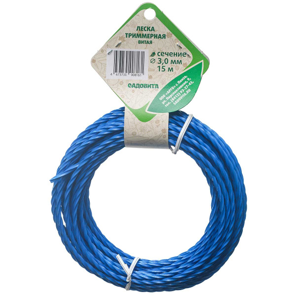 Леска триммерная квадрат витая d3мм 15м САДОВИТА х36