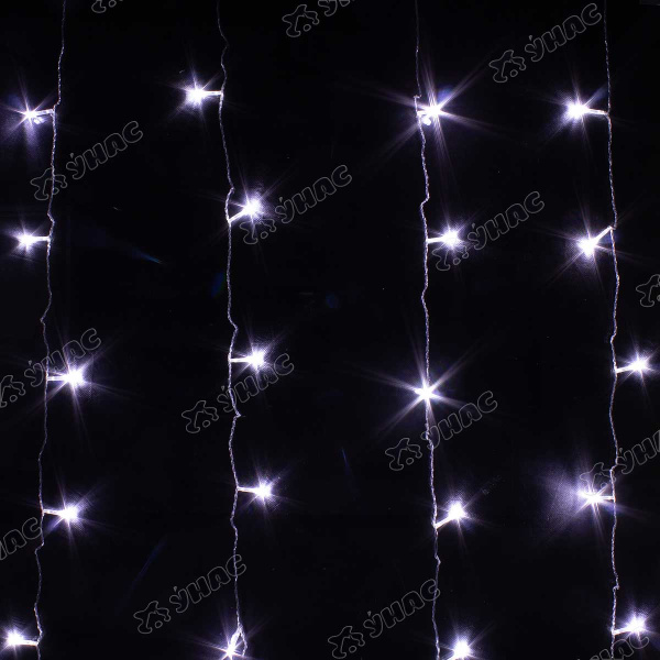 Гирлянда штора LED LС-4-2 320 лампочек, прозрачный провод 2,5*3 холодный белый
