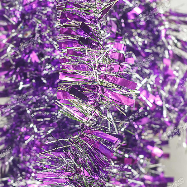 Мишура YТ22-17F сиреневый с серебром d-9см L2м (ЗАПАЙКА 10шт)