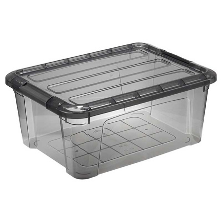 Ящик для хранения с замком КИП 11 л черный прозрачный М2336