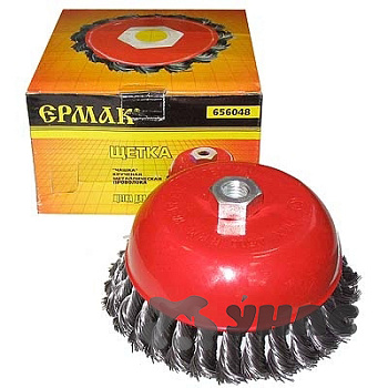Щетка ЕРМАК металл для УШМ 150 мм/М14 крученая чашка 656-048