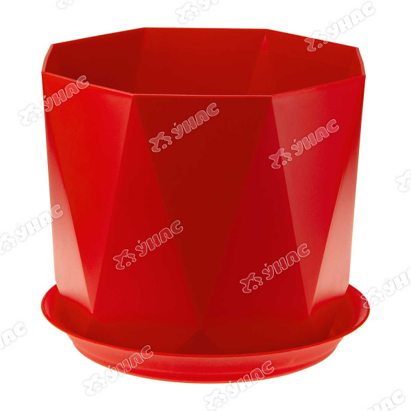 Кашпо ПРИЗМА D130 1л с поддоном красный М3137 х12 