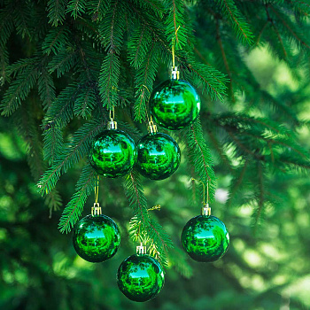 Шар Т173-5 6шт 6см (глянцевые) зеленый (120/140)