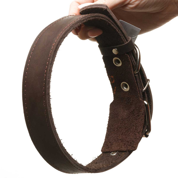 Ошейник кожаный двойной ширина 35 мм двойной 65 см